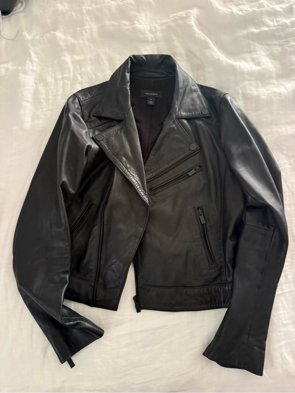 Halogen Black Leather Moto-Style Jacket